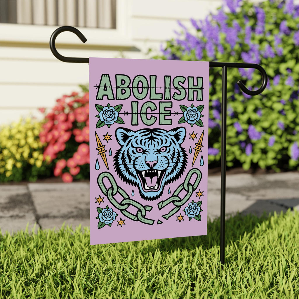 Abolish ICE Garden Flag, 12x18 Inch Double Sided, Democracy Not Oligarchy, Anti-Trump Flag, Resist Racism, Resist Fascism