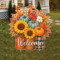 Fall Outdoor Garden Stakes, Autumn Welcome Yard Signs, Pumpkin Harvest Lawn Decorations for Thanksgiving Patio, Walkway & Outdoor Fall Décor