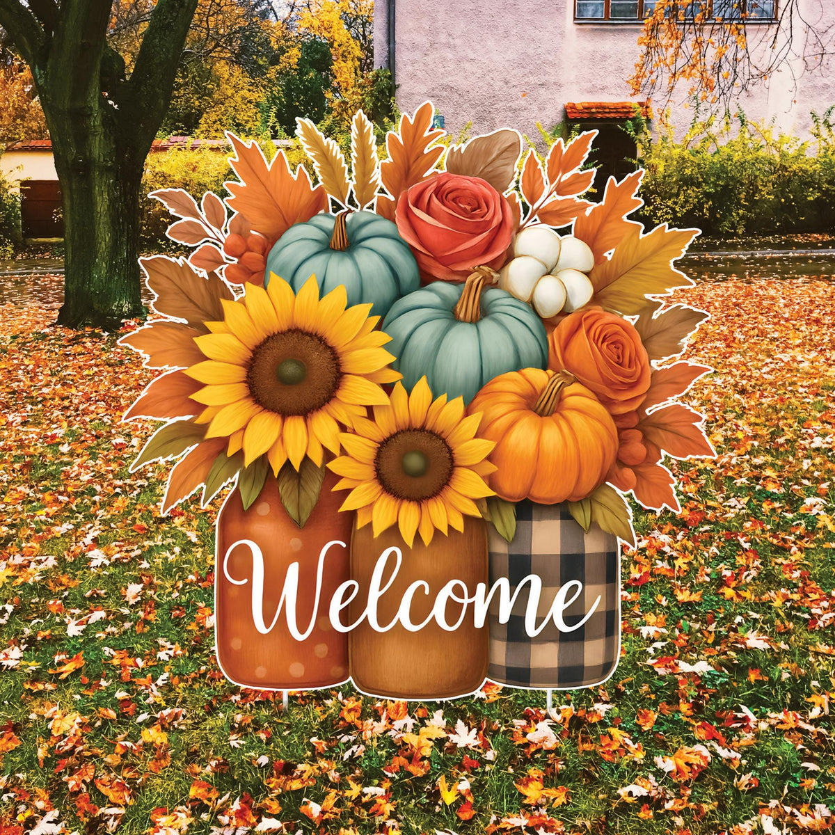 Fall Outdoor Garden Stakes, Autumn Welcome Yard Signs, Pumpkin Harvest ...