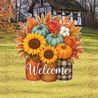 Fall Outdoor Garden Stakes, Autumn Welcome Yard Signs, Pumpkin Harvest Lawn Decorations for Thanksgiving Patio, Walkway & Outdoor Fall Décor