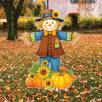 Fall Scarecrow Garden Stakes, Pumpkin Pile Lawn Sign, Autumn Thanksgiving Outdoor Decorations for Home Porch, Yard & Harvest Décor