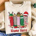 Custom Christmas Teacher Name Sweatshirt, Preppy Floral Christmas Teacher Shirt, Xmas Coquette Sweatshirt