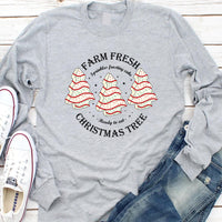 Farm Fresh Christmas Tree Long Sleeve Shirt, Christmas Tree Cake Shirt, Christmas Cake Tee