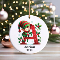 Elf Name Ornament, Custom Letter Christmas Ornament, Personalized Kids Ornament 2025, Letter Name Ceramic Ornament, Holiday Keepsake Gift