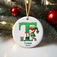 Elf Name Ornament, Custom Letter Christmas Ornament, Personalized Kids Ornament 2025, Letter Name Ceramic Ornament, Holiday Keepsake Gift