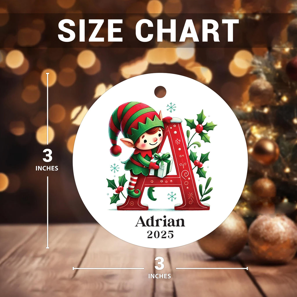 Elf Name Ornament, Custom Letter Christmas Ornament, Personalized Kids Ornament 2025, Letter Name Ceramic Ornament, Holiday Keepsake Gift