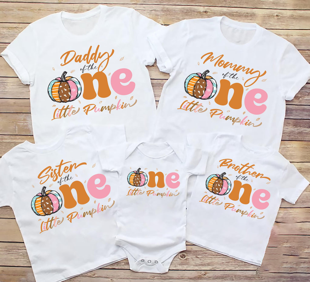 One Little Pumpkin First Birthday Shirt, Pumpkin Themed 1st Birthday Matching Shirt, Mama Little Pumpkin Tee, First Birthday Family Shirt