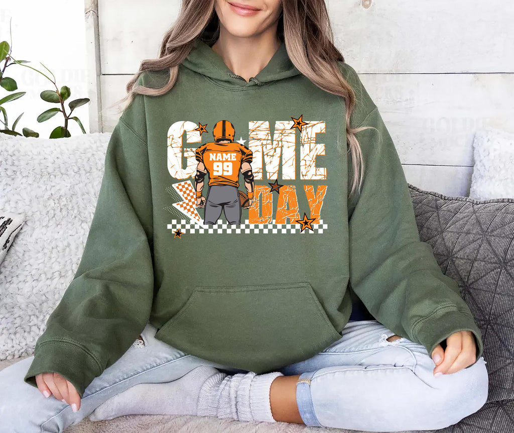 Custom Football Player Hoodie, Touch Down Season Shirt, Game Day Player Design Hoodie