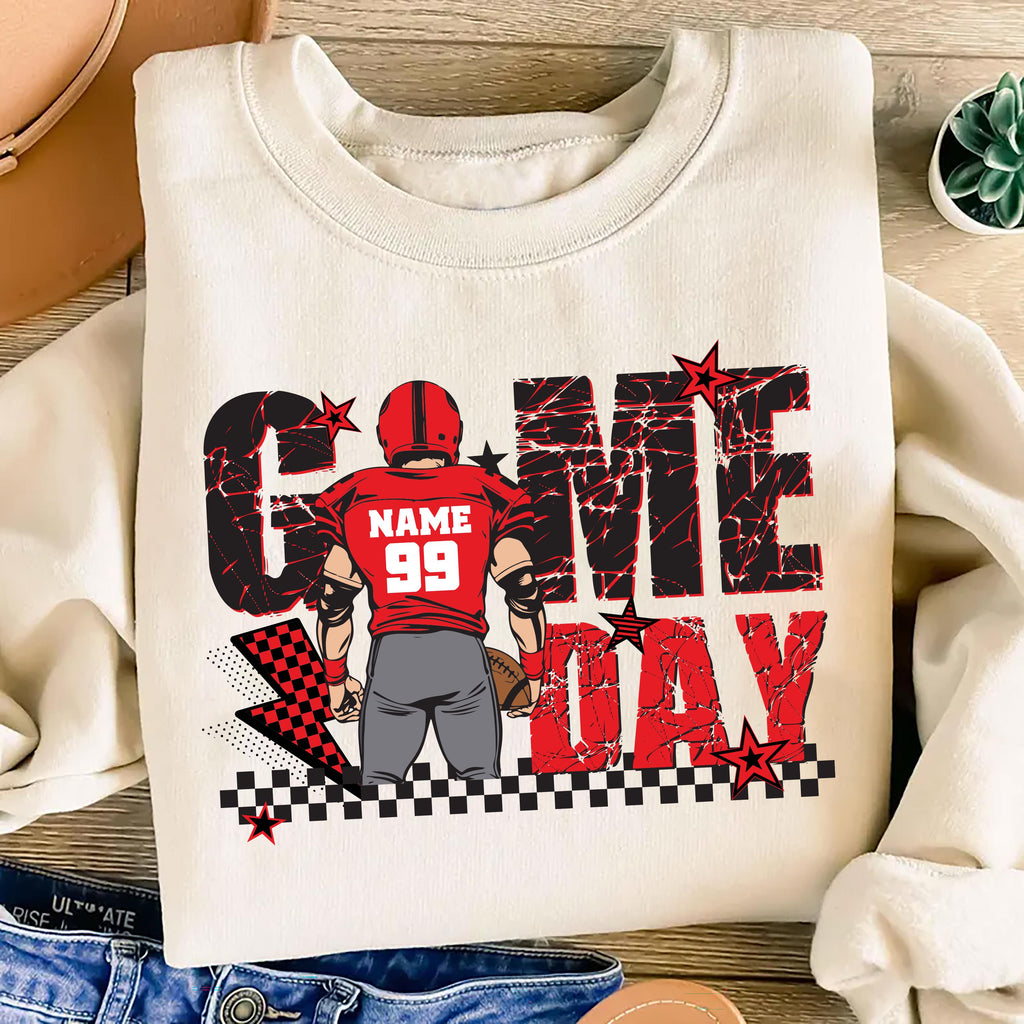 Custom Football Player Sweatshirt, Touch Down Season Shirt, Game Day Player Design Sweatshirt