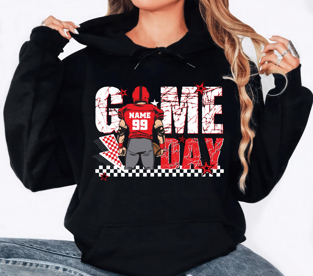 Custom Football Player Hoodie, Touch Down Season Shirt, Game Day Player Design Hoodie