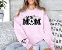 Personalized Soccer Mom Sweatshirt, Custom Kids Name on Sleeve Shirt, Soccer Mama Sweatshirt