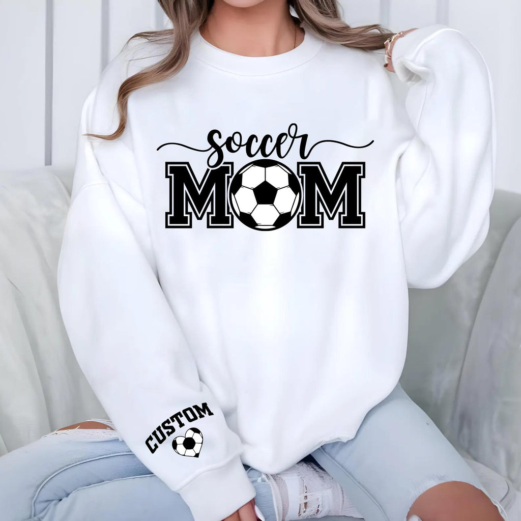 Personalized Soccer Mom Sweatshirt, Custom Kids Name on Sleeve Shirt, Soccer Mama Sweatshirt