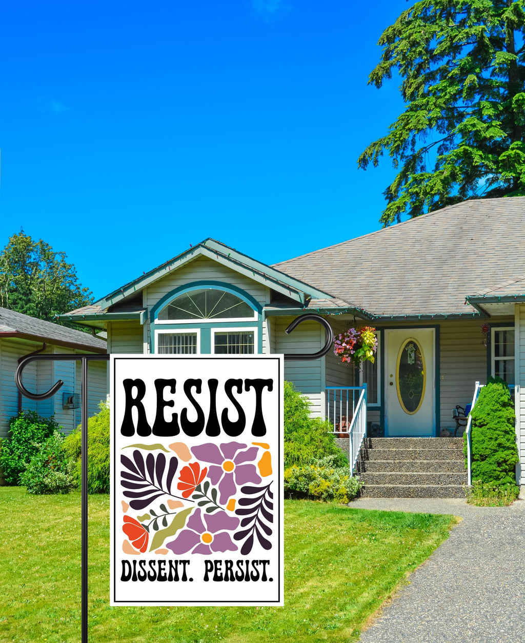 Resist Dissent Persist Garden Flag, Double Sided, No Kings In America Protest, Anti-Trump Flag, Resist Racism, Resist Fascism Flag