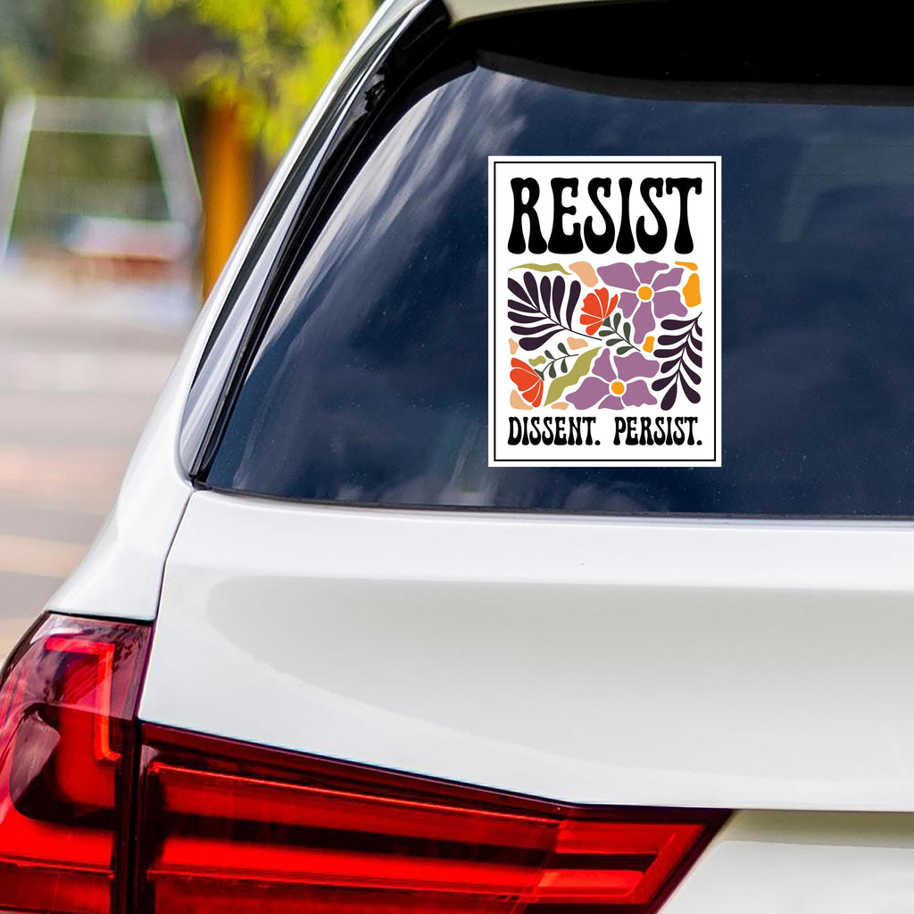 Resist Dissent Persist Vinyl Sticker, No Kings In America Protest, Anti-Trump, No Kings, Resist Fascism Car Bumper Sticker, 6" x 4.5"