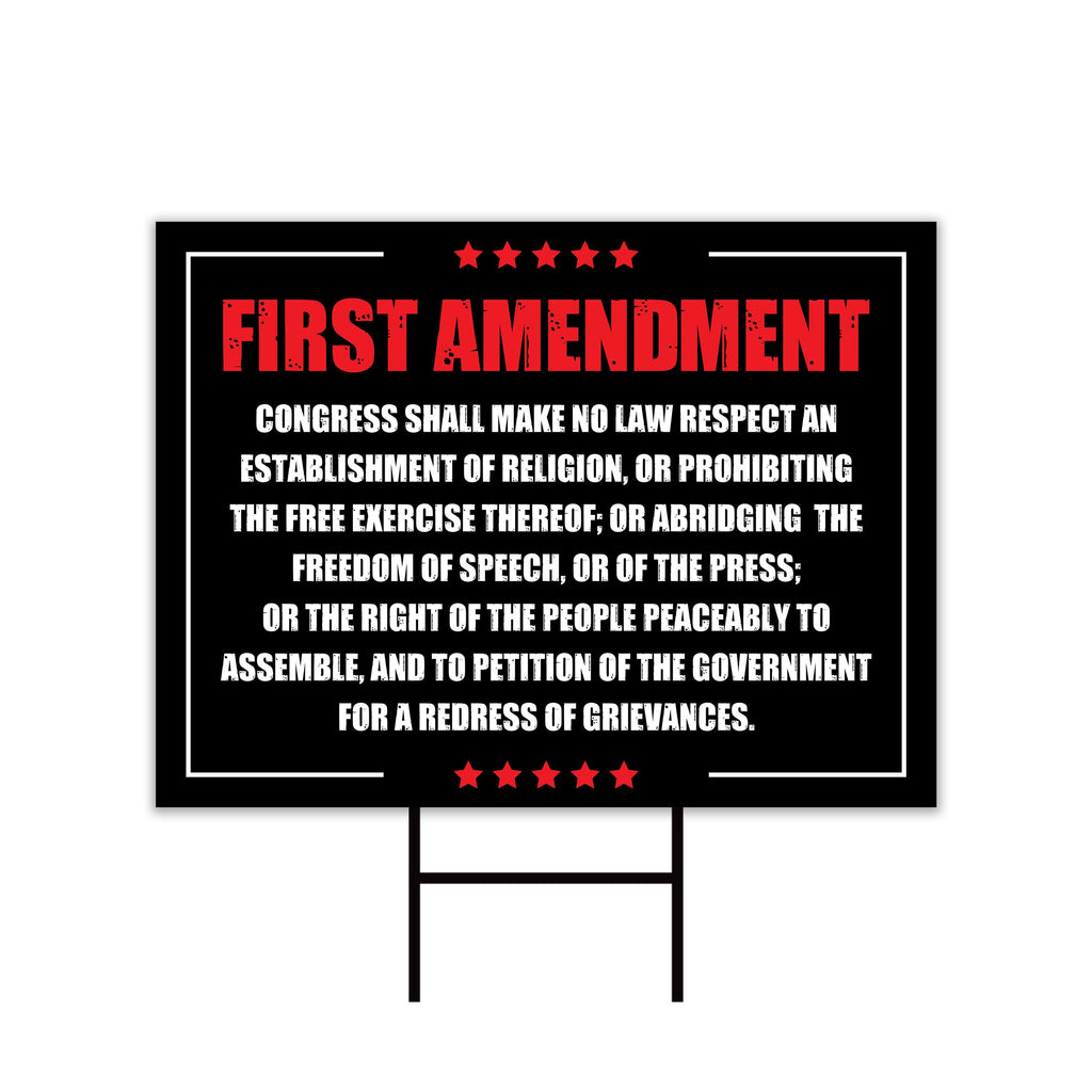 1st Amendment Free Speech Constitution Yard Sign, No Kings Protest Lawn Sign, Anti-Trump, Resist Fascism Sign with Metal H-Stake