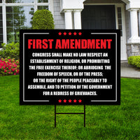 1st Amendment Free Speech Constitution Yard Sign, No Kings Protest Lawn Sign, Anti-Trump, Resist Fascism Sign with Metal H-Stake