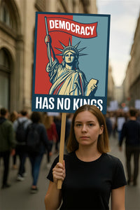 Democracy Has No Kings Protest Sign, Anti-Trump Resistance Political Activist Protest Poster, Resist Fascism Rally Sign