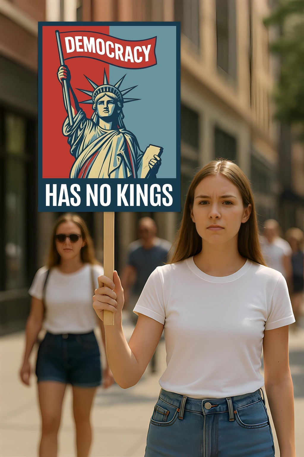 Democracy Has No Kings Protest Sign, Anti-Trump Resistance Political Activist Protest Poster, Resist Fascism Rally Sign