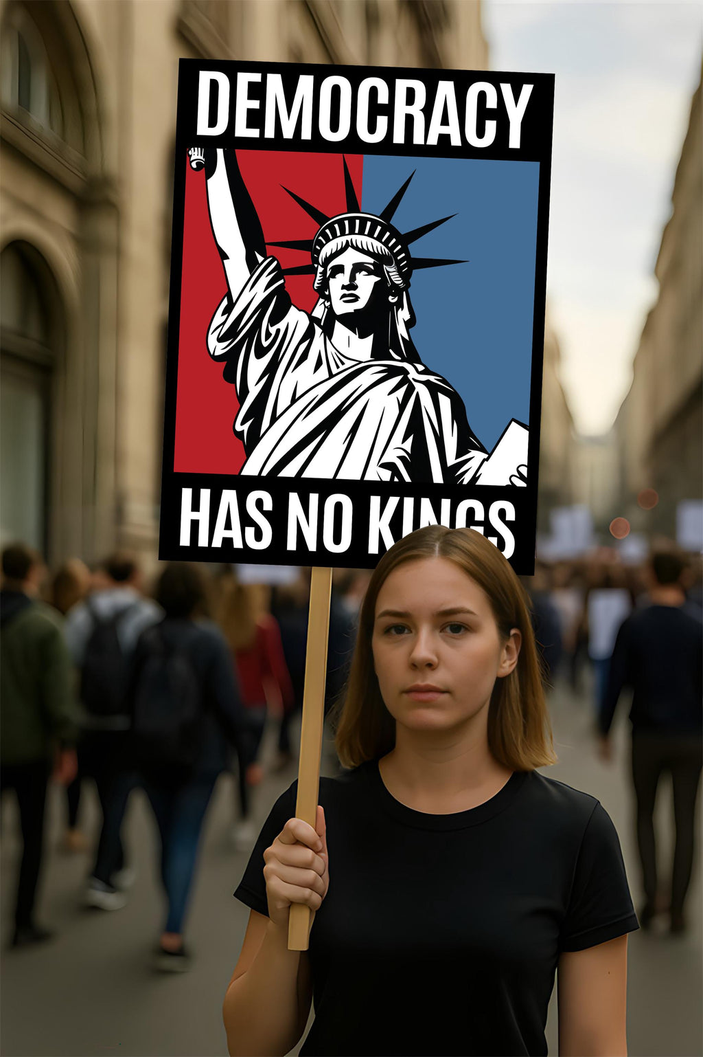 Democracy Has No Kings Protest Sign, Anti-Trump Resistance Political Activist Protest Poster, Resist Fascism Rally Sign