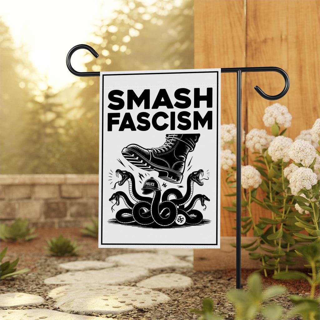 FIGHT FASCISM Garden Flag, 12x18 Inch Double Sided, Democracy Not Oligarchy, Anti-Trump Flag, Resist Racism, Resist Fascism