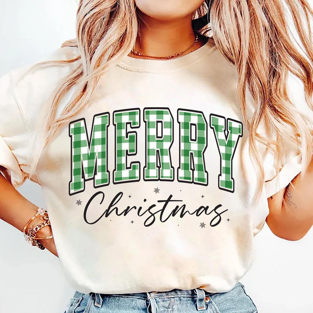 Merry Christmas Shirt, Buffalo Plaid Shirt, Christmas Family Tee