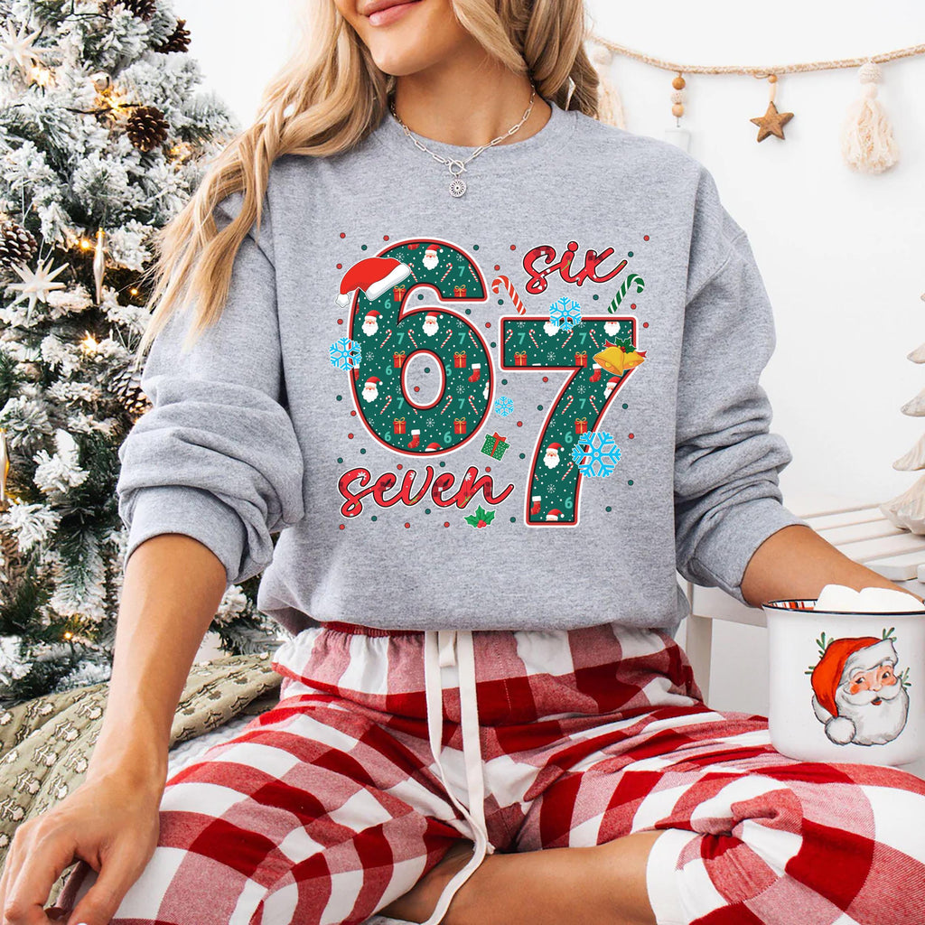 Funny Six Seven Meme Christmas Hoodie, Viral Funny Saying 6 7 Shirt, Internet Joke Hoodie