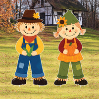 Fall Scarecrow Yard Signs, Thanksgiving Outdoor Lawn Decorations with Stakes, Autumn Harvest Garden Stakes for Patio, Pathway & Fall Décor