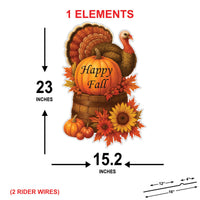 Thanksgiving Turkey Yard Sign, Fall Outdoor Garden Stakes, Happy Thanksgiving Lawn Decorations for Farmhouse Porch, Patio & Autumn Décor