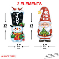 Christmas Yard Signs, Santa and Snowman Outdoor Lawn Decorations with Stakes, Festive Xmas Pathway Walkway Winter Holiday Garden Décor
