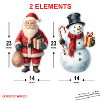 Christmas Yard Signs, Santa Claus and Snowman Lawn Decorations with Stakes, Vintage Outdoor Holiday Décor for Garden Porch Pathway