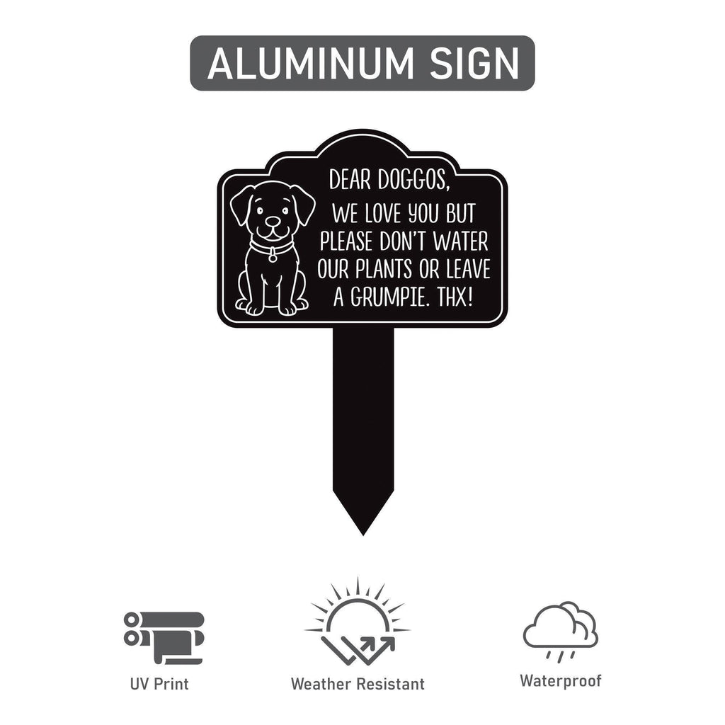 Please Keep Dogs Off Aluminum Yard Sign 10” x 14” - Rust-free Metal Sign for Lawn, Funny No Pooping Dog Yard Sign with Integrated Stake
