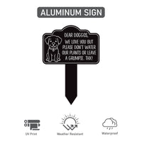 Please Keep Dogs Off Aluminum Yard Sign 10” x 14” - Rust-free Metal Sign for Lawn, Funny No Pooping Dog Yard Sign with Integrated Stake