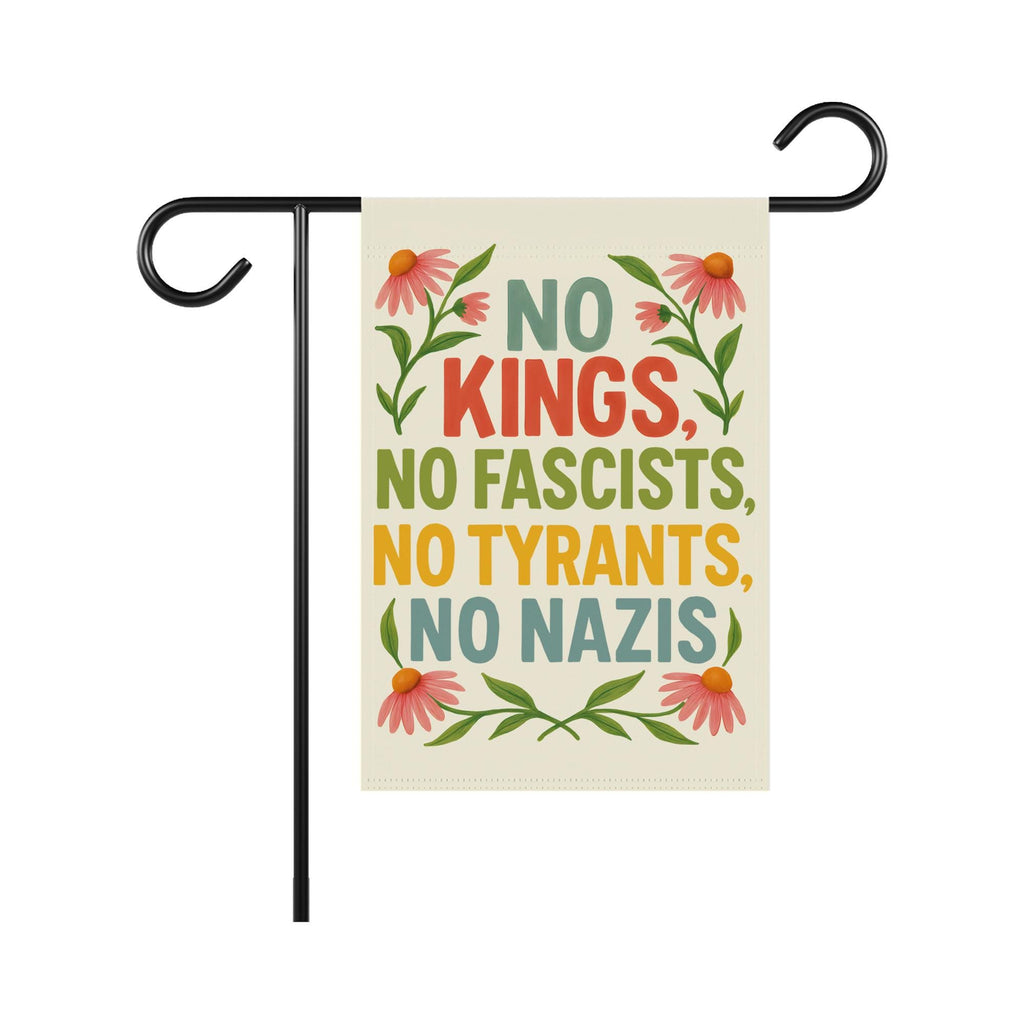 No Kings In America Garden Flag, 12x18 Inch Double Sided, Democracy Not Oligarchy, Anti-Trump Flag, Resist Racism Flag, Resist Fascism Flag