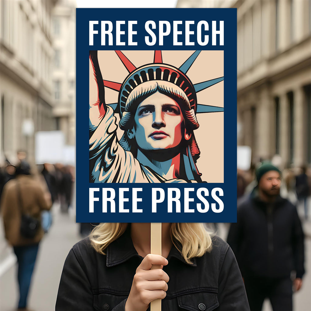 Free Speech Free Press Protect Democracy Protest Sign, Anti-Trump, Political Activist Rally Sign, Resist Racism, Resist Fascism Poster