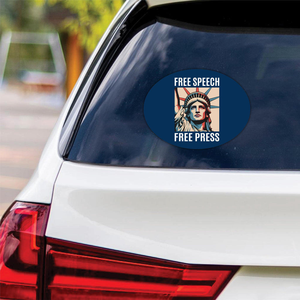 Free Speech Free Press Protect Democracy Protest Vinyl Sticker, Resist Hate Decal, Anti-Trump, Resist Fascism Car Bumper Sticker, 6" x 4.5"