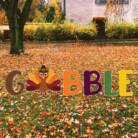 Thanksgiving Turkey Yard Signs, Outdoor Fall Harvest Lawn Decorations with Stakes, Gobble Turkey Garden Pathway Décor, Thanksgiving Display
