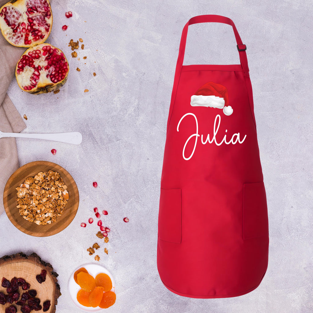 Custom Matching Christmas Apron, Adjustable Neck, Full-Length Personalized Christmas Kitchen Apron with Pockets, Christmas Mom Gift