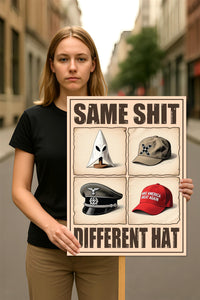 No Kings In America Protest Sign, Anti-Trump, Different Hats, Democracy Not Oligarchy Political Activist Poster Resist Fascism Rally Sign