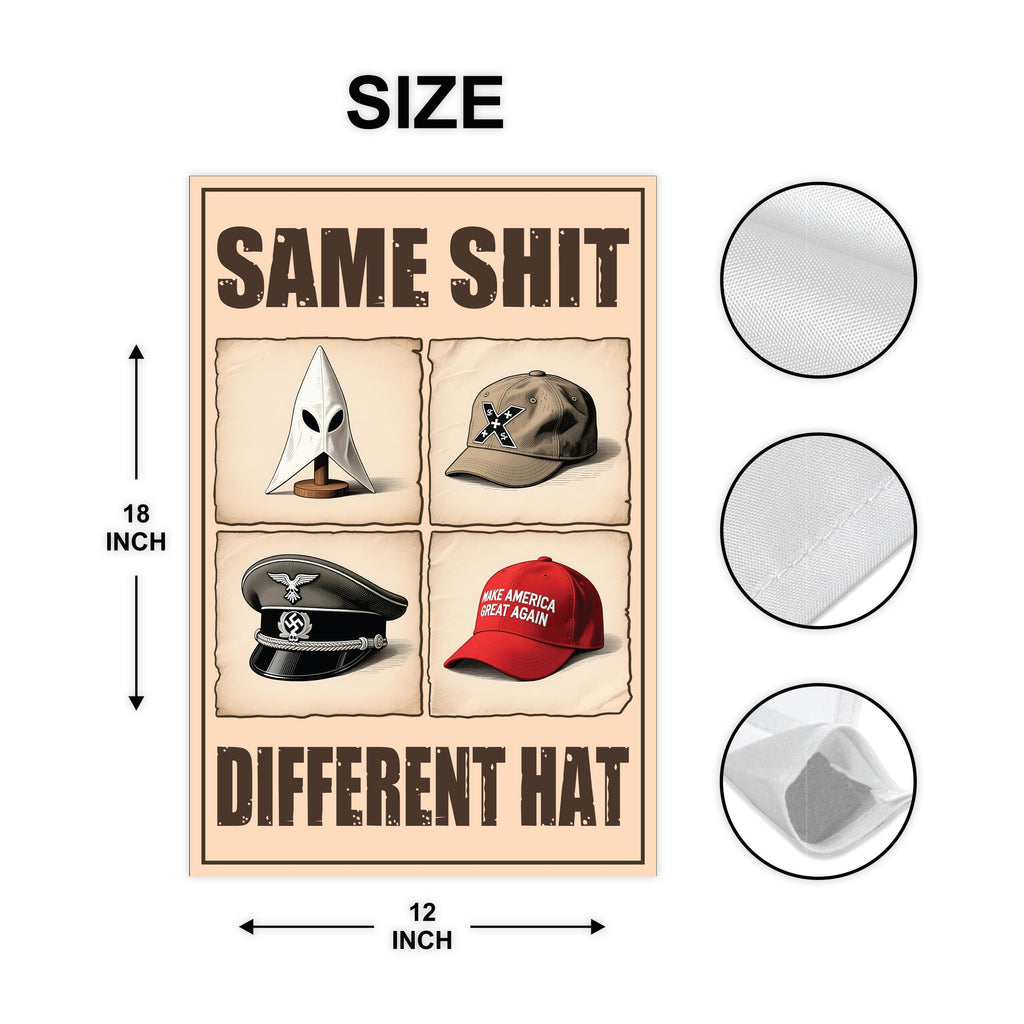 No Kings In America Garden Flag, Double Sided, Different Hats, Democracy Not Oligarchy, Anti-Trump, Resist Racism Flag, Resist Fascism Flag
