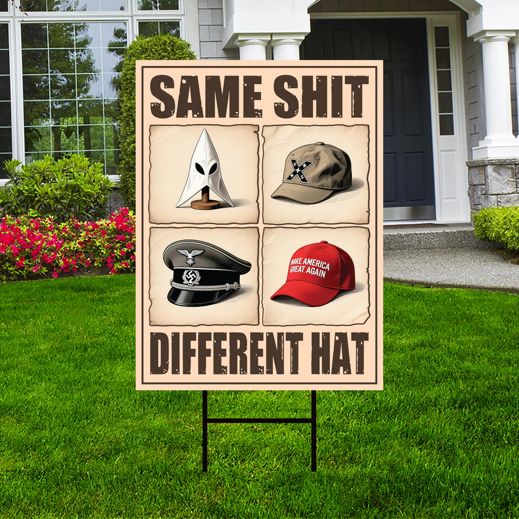 No Kings Protest Yard Sign - Democracy Not Oligarchy, Different Hat, Anti-Trump, Resist Racism, Resist Fascism Yard Sign with Metal H-Stake