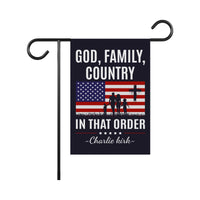 God Family Country Garden Flag, A True Patriot Charlie Kirk Yard Flag, Charlie Kirk Is My Hero Outdoor Flag, Charlie Kirk Freedom Flag
