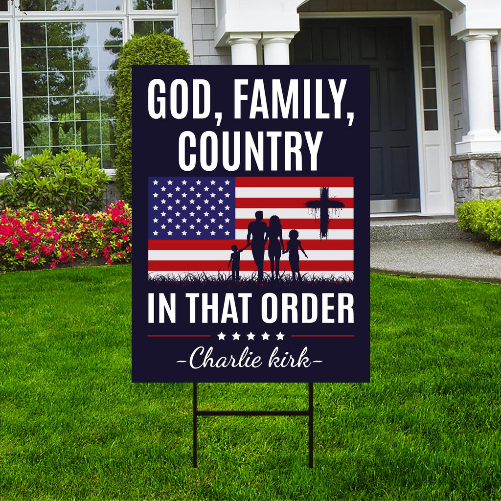 God Family Country Yard Sign, A True Patriot Charlie Kirk Sign, Charlie Kirk Is My Hero Sign, Charlie Kirk Freedom Sign with Metal H-Stake