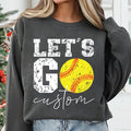 Let’s Go Softball Sweatshirt with Team Name, Custom Softball Mom Shirt, Personalized Softball Spirit Wear Sweatshirt
