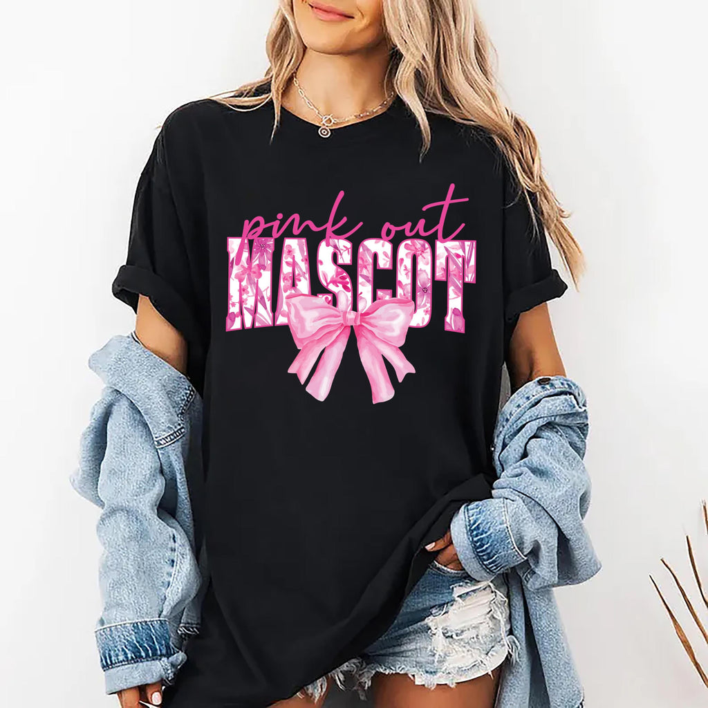 Custom Pink Out Mascot Shirt, Breast Cancer Awareness Game Day Shirt, Custom School Spirit Tee