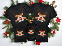 Reindeer Family Christmas Shirt, Personalized Christmas Family Shirt, Custom Family Name Tee