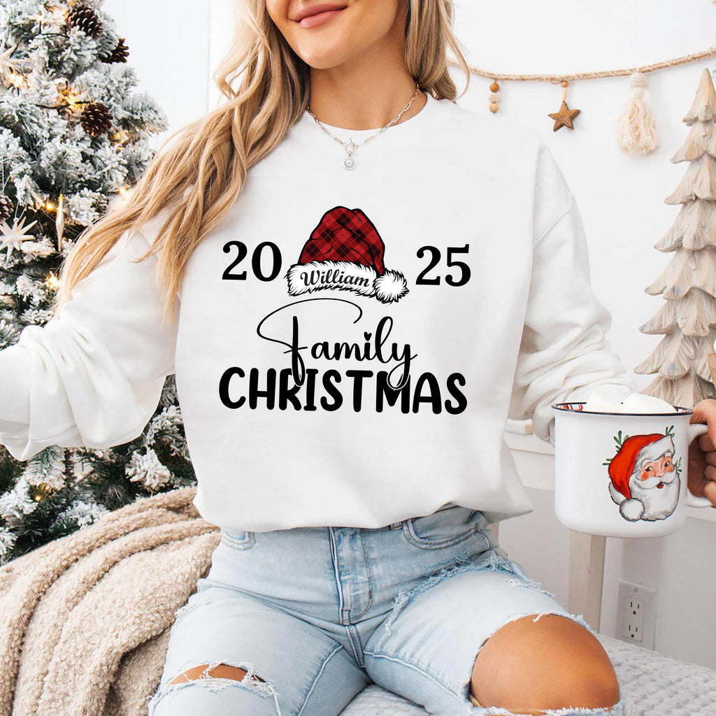 Personalized Family Christmas Sweatshirt, Custom Name Holiday Shirt, Family Christmas Sweatshirt