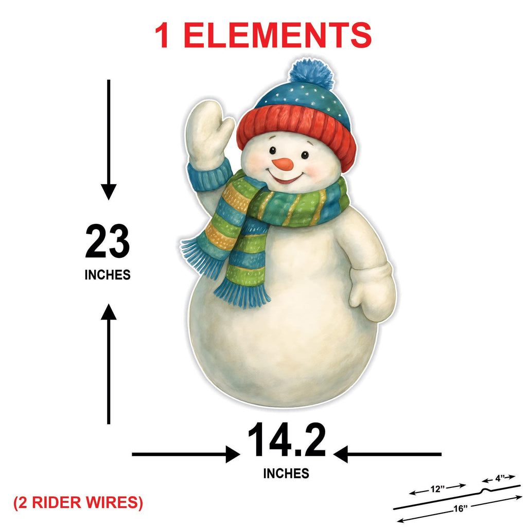 Christmas Snowman Yard Sign, Outdoor Holiday Lawn Decoration with Stakes, Winter Snowman Garden Décor for Patio Walkway Festive Home Display