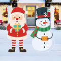 Christmas Snowman with Lantern Yard Sign, Outdoor Holiday Lawn Decoration with Stakes, Winter Garden Snowman Décor for Patio Pathway Display