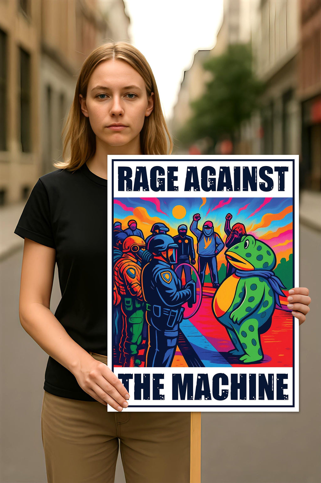 Portland Frog Anti-ICE Protest Sign, Anti-Trump, No Kings In America, Protect Democracy Political Activist Poster, Resist Fascism Rally Sign