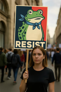 Portland Frog Anti-ICE Protest Sign, Anti-Trump, No Kings In America, Protect Democracy Political Activist Poster, Resist Fascism Rally Sign